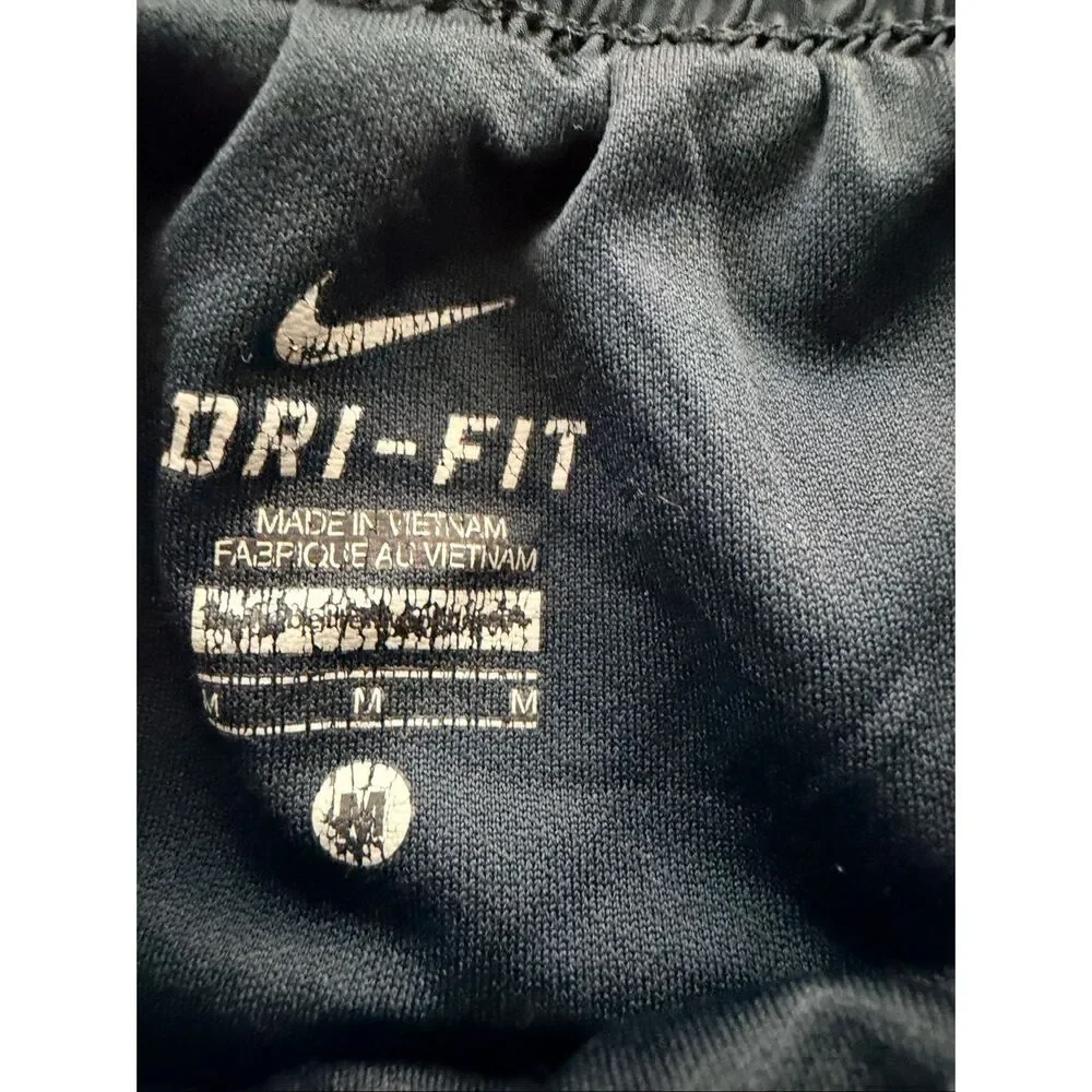 Nike Black Dri-FIT White Trim Athletic Running Gym Shorts Drawstring Size M
